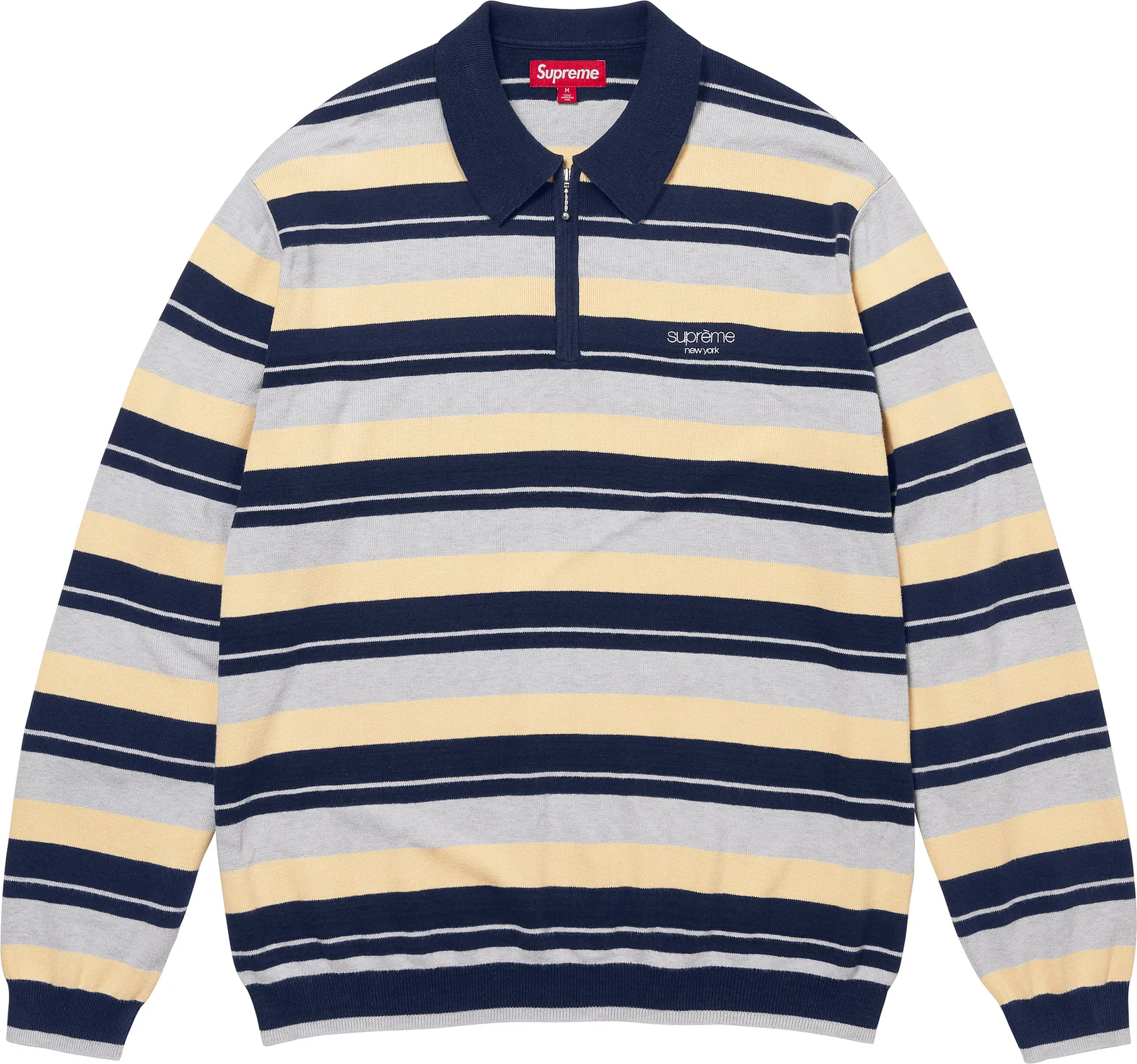 Stripe Zip L/S Polo Supreme ハーフジップ　ポロ　シュプリーム　2024 FW 秋冬