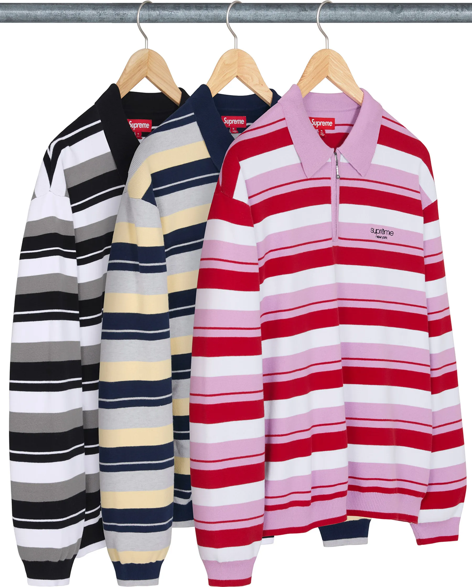 Stripe Zip L/S Polo Supreme ハーフジップ　ポロ　シュプリーム　2024 FW 秋冬