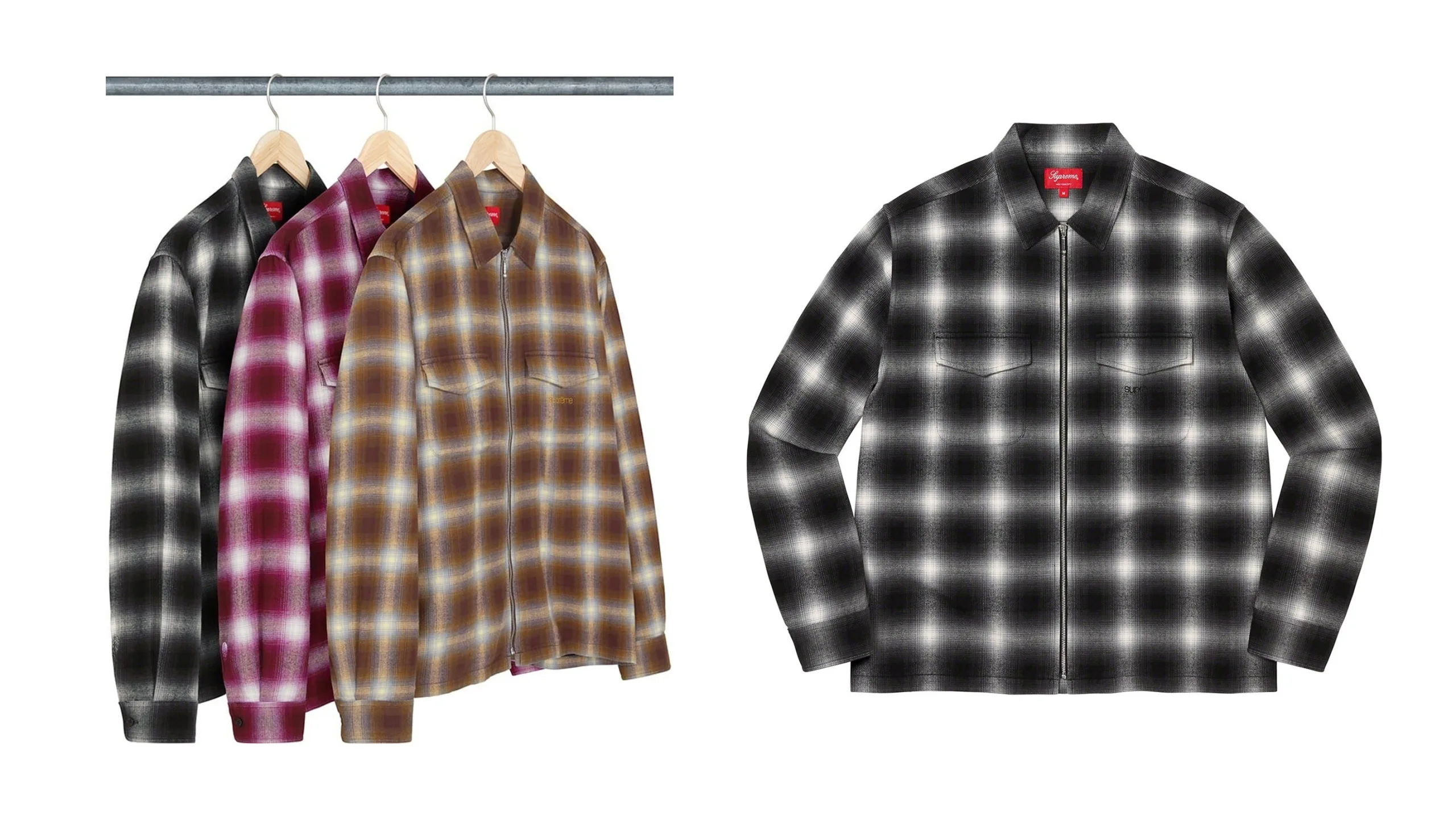 シュプリーム Supreme 2022FW Shadow Plaid Flannel Zip Up Shirt フランネルシャツ