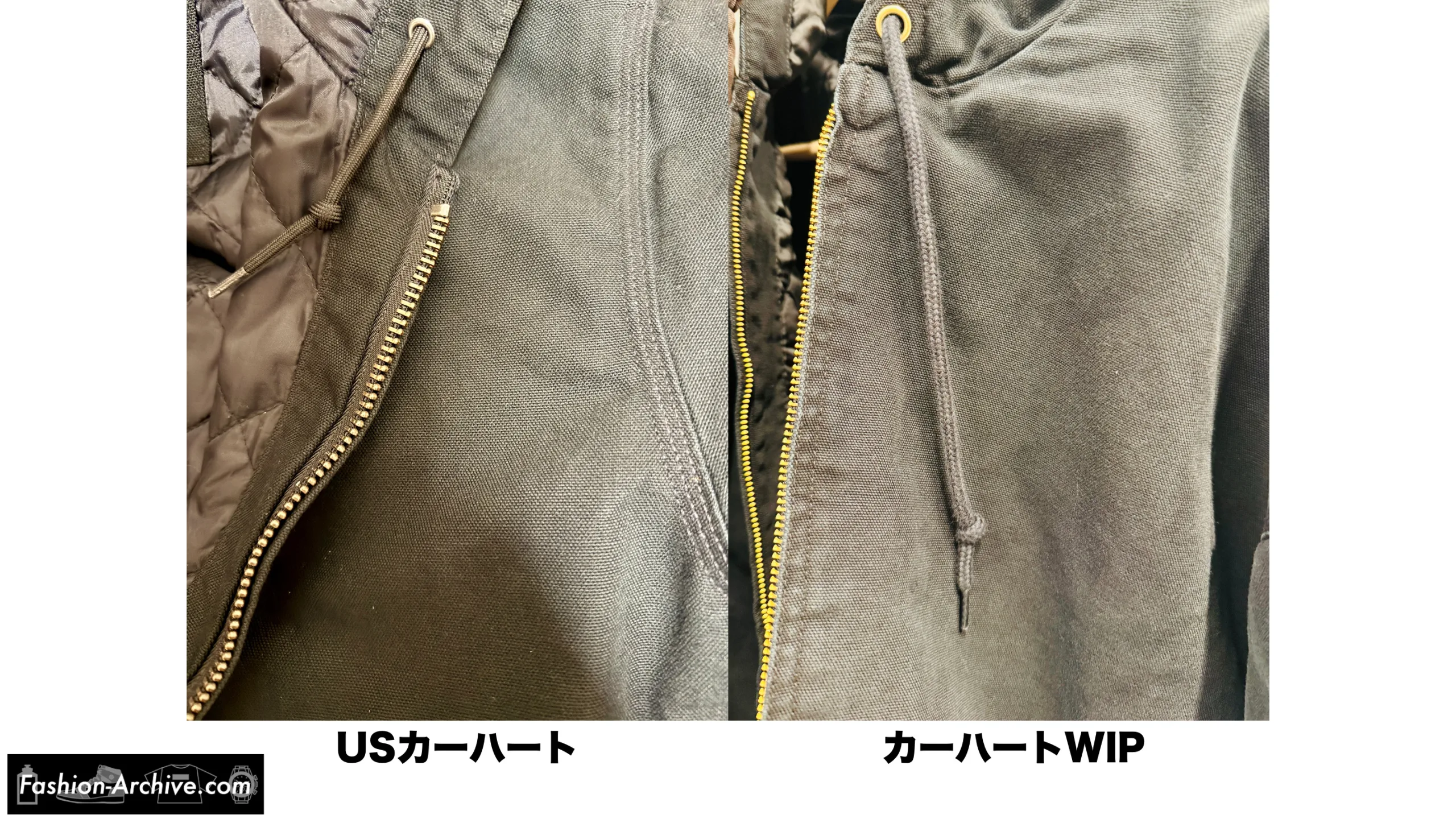 カーハート　WIP　US　アクティブジャケット　サイズ感　比較　違い　デトロイトジャケット