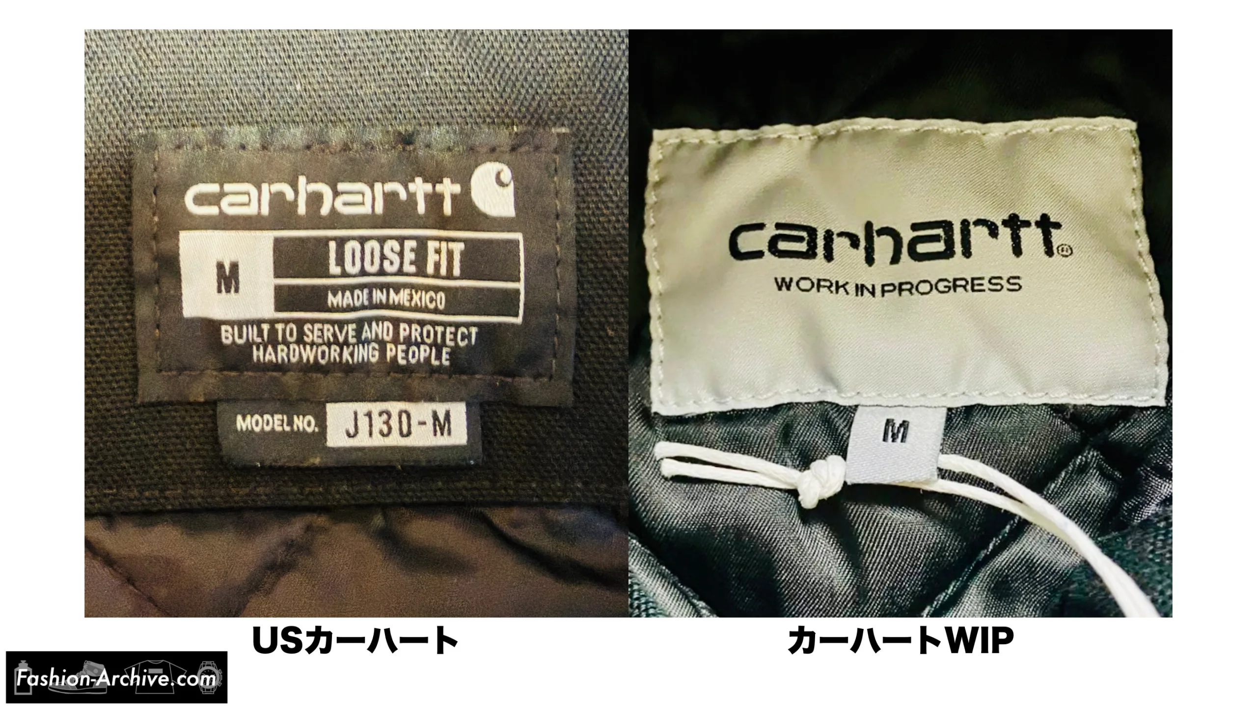 カーハート　WIP　US　アクティブジャケット　サイズ感　比較　違い　デトロイトジャケット