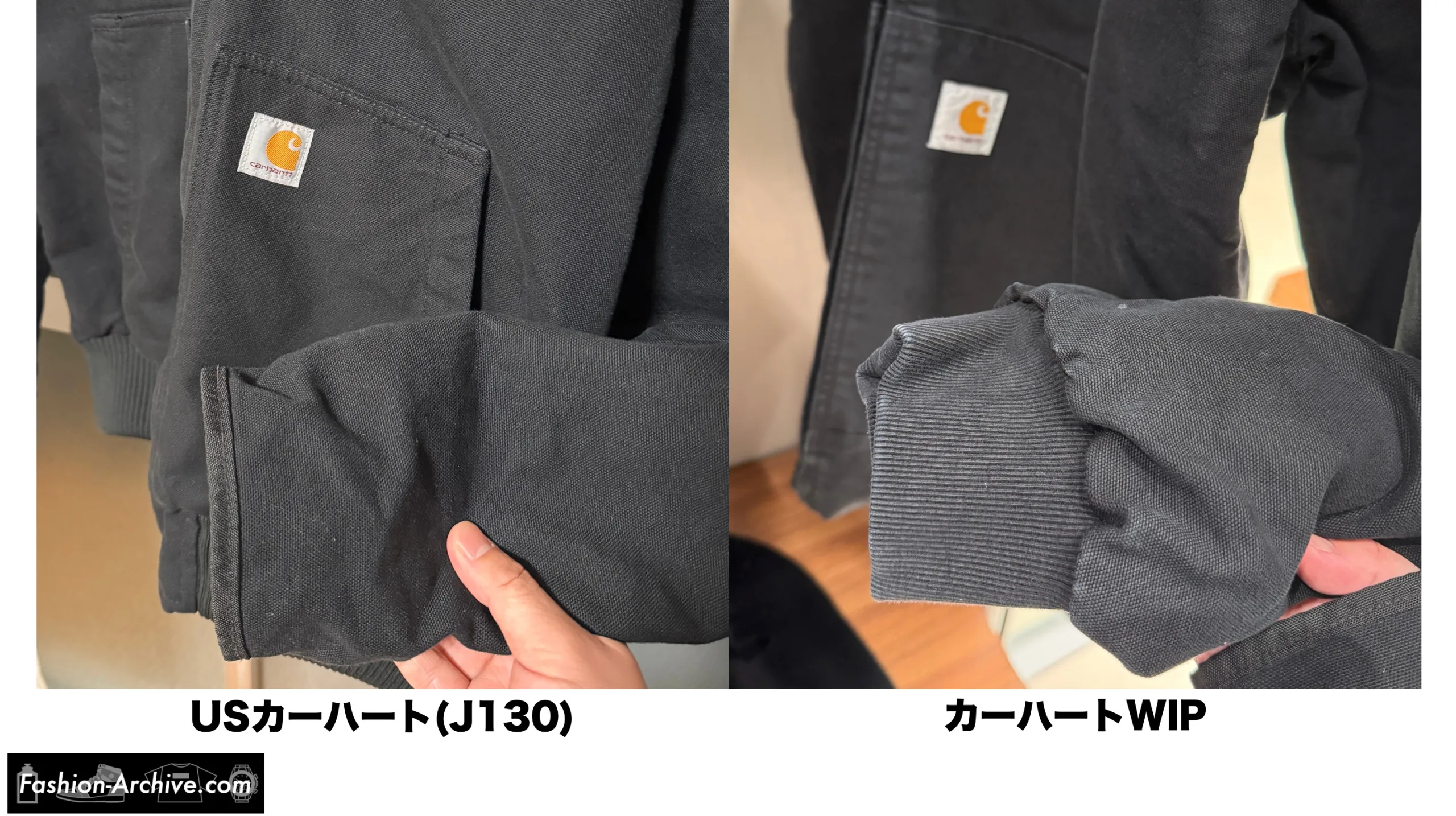 カーハート　WIP　US　アクティブジャケット　サイズ感　比較　違い　デトロイトジャケット