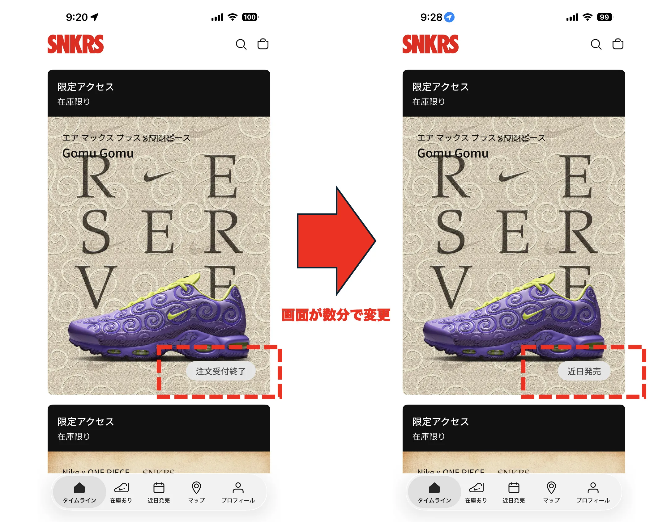 ナイキ　ワンピース　エアマックス　プラス　ワンピースカード　ゴムゴム　SNKRS